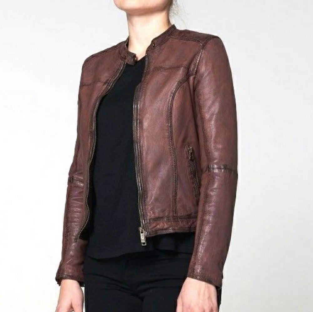 Goosecraft Washed Leather Biker Jacket - jacket193